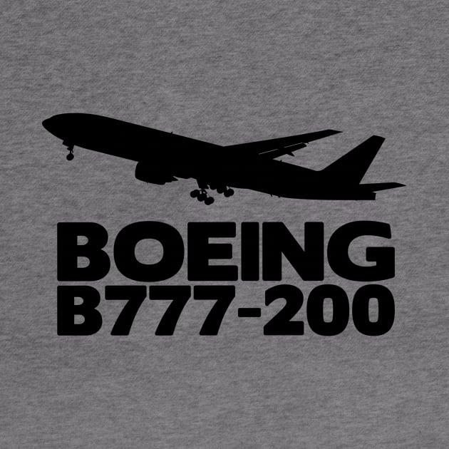 Boeing B777-200 Silhouette Print (Black) by TheArtofFlying